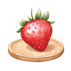 Fresh strawberry on a wooden plate a delicious fruit.