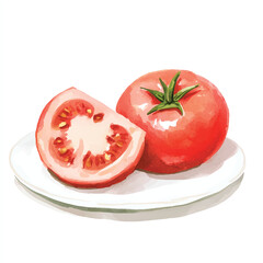 Fresh Tomatoes on a Plate A Slice of Summer.