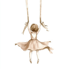 Graceful ballerina in a flowing dress performing aerial dance with ribbons.