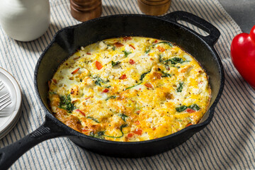 Healthy Homemade Feta and Spinach Fritatta Skillet