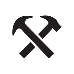 Organic Negative Space Hammer Emblem Representing Sustainability Strength and Skilled Work