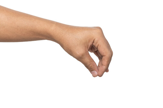 male hand gesture sprinkling salt or spices or hold something isolated on white background. transparent png
