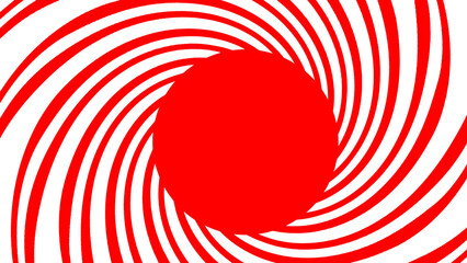 Red Easter egg illustration with hypnotic spiral rings pattern and black backdrop