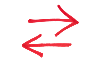 hand drawn red right and left arrow marker isolated on white background. transparent png