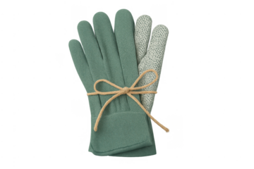 Green gardening gloves tied with string gift