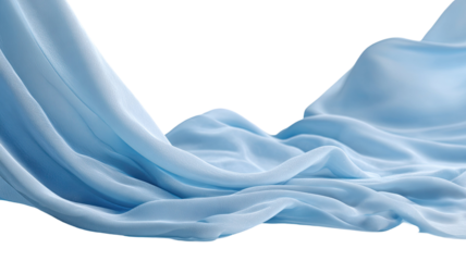 Soft smooth light blue fabric displaying gentle flowing folds and subtle texture details on white background