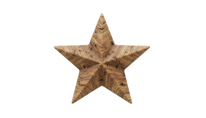 Wooden Star on White Background, Rustic Style Christmas Ornament