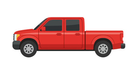 Red pickup truck illustration with a corresponding black and white outline