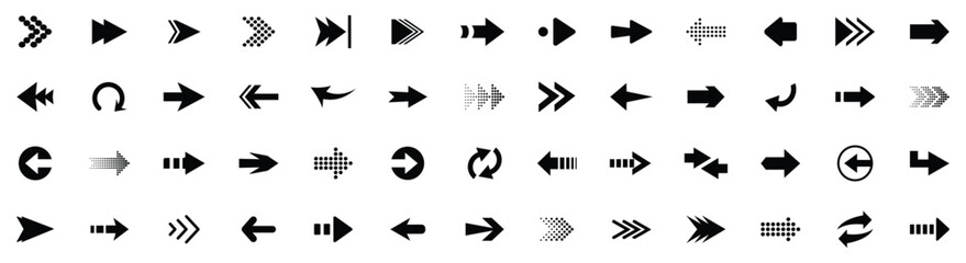 Arrow icon set, arrow cursor. Arrows big black set icons. Arrow vector collection. Arrow. Cursor.  Mordern simple arrows. Vector illustration. © MSTFUTHON