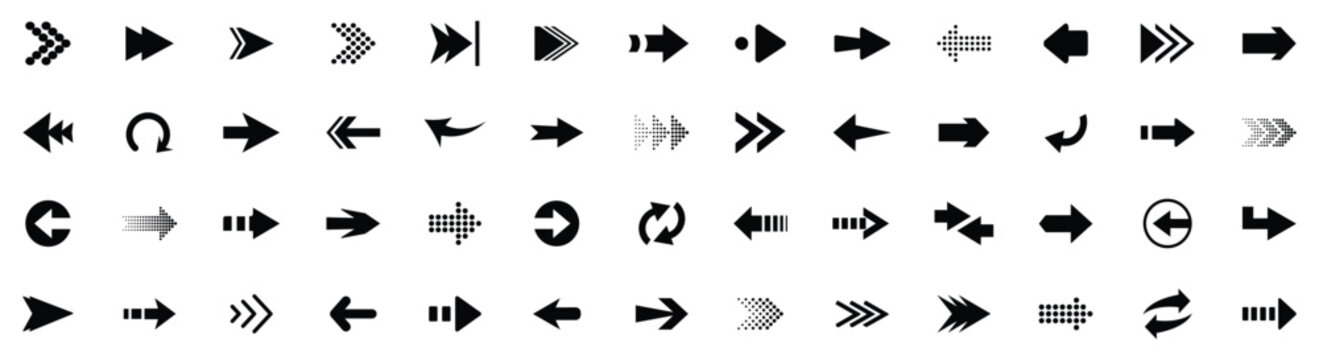 Arrow icon set, arrow cursor. Arrows big black set icons. Arrow vector collection. Arrow. Cursor.  Mordern simple arrows. Vector illustration.