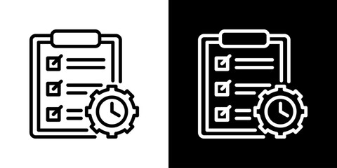 Planning Icon Set. Clean Line Design With Light And Dark Versions For Versatile Use.