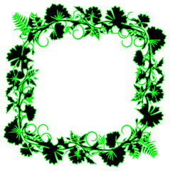 Green Leaf Frame PNG – Botanical Border Design with Vines and Ferns on Transparent Background