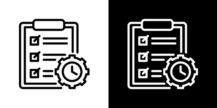 Planning Icon Set. Clean Line Design With Light And Dark Versions For Versatile Use.