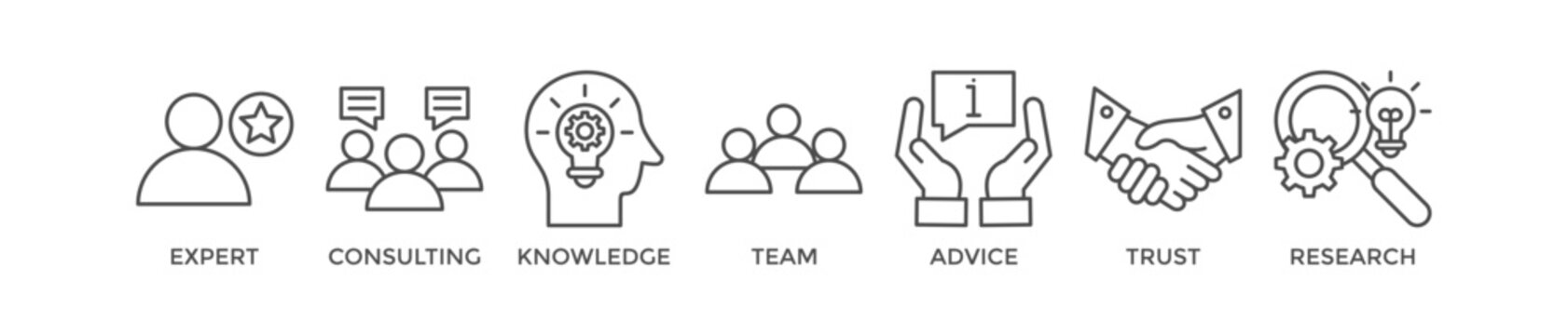 Expertise banner web icon vector illustration concept representing of high-level knowledge and experience with an icon of expert, consulting, knowledge, team, advice, trust, and research