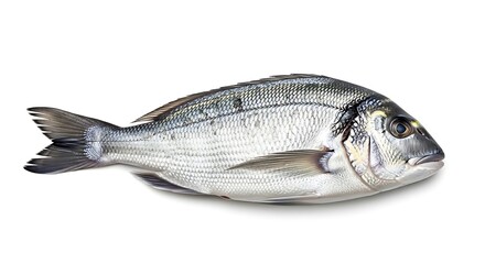 Obraz premium Whole raw fish with scales isolated on white background