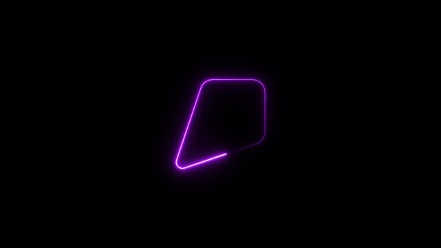 Purple Neon Outline of a Trapezoid Shape on Black Background image photo