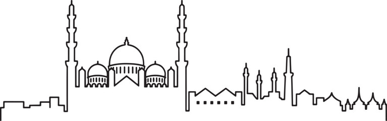 Fototapeta premium Linear architectural illustration of adana turkey skyline outline cityscape