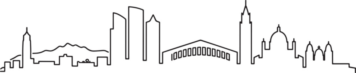 Madrid skyline linear drawing on transparent background for architectural designs