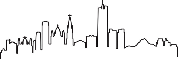 Silhouette outline of San Antonio city Texas downtown architecture skyline at daytime