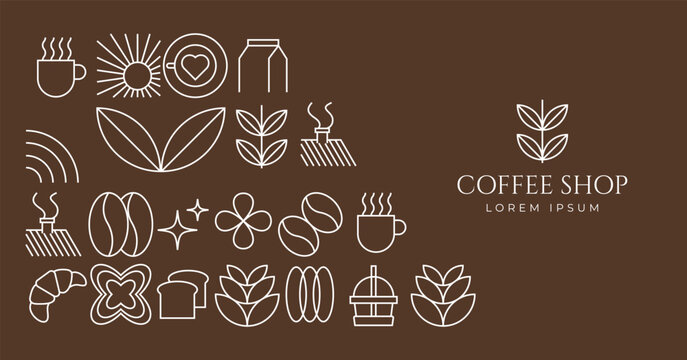 Coffee product pattern background, geometric coffee design element