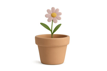 Fototapeta premium Clay daisy flower growing in terracotta pot