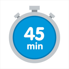 45-minute countdown icon for time management, productivity, and scheduling tasks, symbolizing efficiency and precise duration measurement for various applications