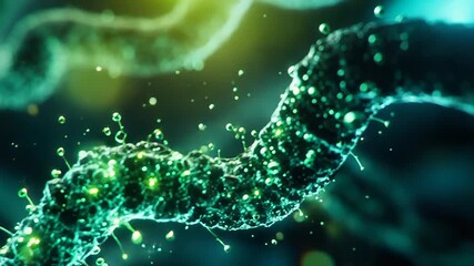 Glowing green dna strand helix structure biology - Powered by Adobe