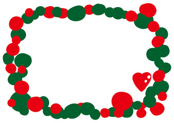 赤いハートのフレーム　赤と緑のクリスマスイメージ