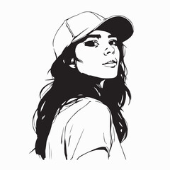 Energetic Female Character with Hat Vector Image Vector Isolated on white background