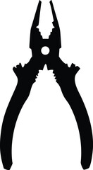 A black silhouette of combination pliers a common hand tool for gripping