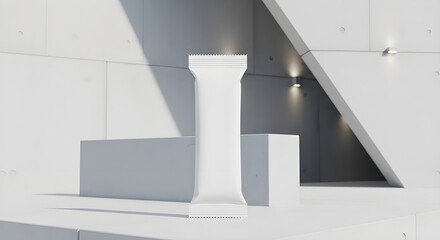 White blank flow pack mockup for snack, candy or chocolate bar