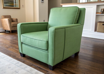 Big Modern Green Armchair in Stylish Grey Room – Premium Furniture for Home & Office Decor
