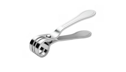 Elegant Silver Metal Clothespin on White Background