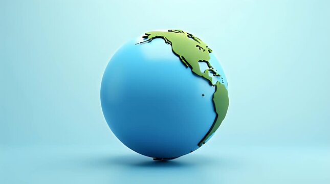 A simple blue and green globe icon representing world, global connection, geography.