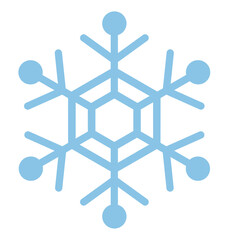 雪の結晶の手描きアイコンイラスト 青色