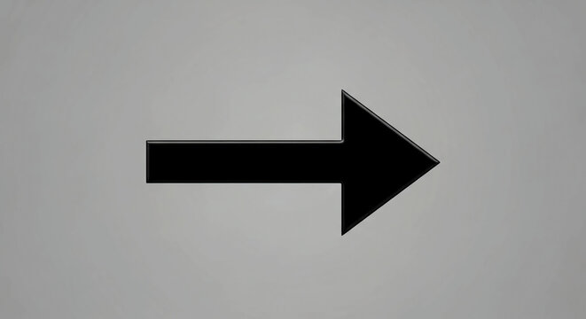 Large black arrow pointing right, directional symbol, for website navigation or presentation slide, Isolated on transparent background, png