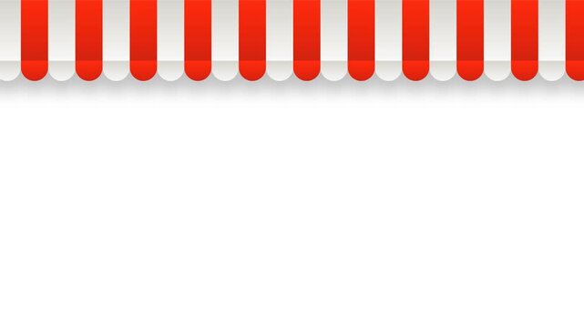 Red and White Striped Store Awning Moving Animation, Horizontal Scrolling Banner Background for Promotion