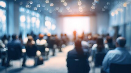 Business Seminar Soft Blur - Gentle blur of a business seminar or workshop with blurred figures. High quality