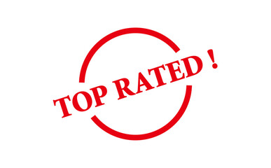 TOP RATED ! - TOP RATED ! text written on Red Rubber Stamp 
