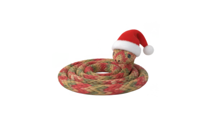Festive Snake With Christmas Santa Hat on White Background