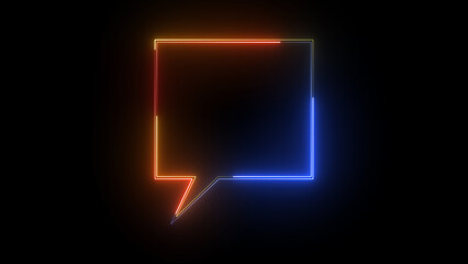 neon message icon on black background