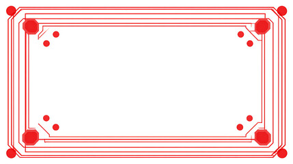 Simple geometric red outline border on pure white background conveying a fresh balanced design with soft clean visual atmosphere
