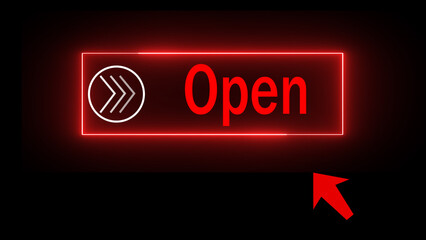 neon text icon on black background