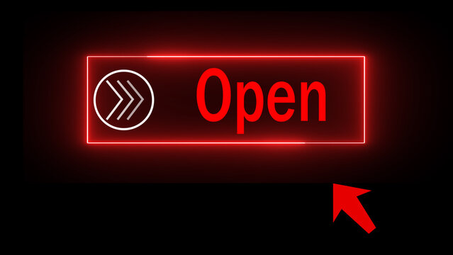 neon text icon on black background