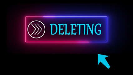 neon text icon on black background