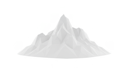 Abstract Low Poly Mountain Landscape on White Background