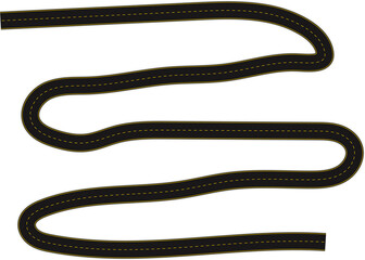 Long Winding Road PNG – Isolated Curvy Asphalt Path for Graphic Design