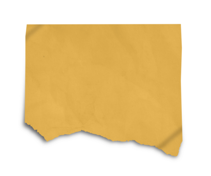 Old brown torn paper texture on black background — vintage craft paper PNG