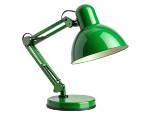 Mini Green Desk Lamp, Front View, Isolated on Transparent Background