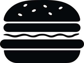 Simple black and white illustration of a classic hamburger icon